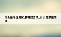 什么是渗透测试,有哪些方法_什么是渗透测试