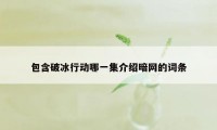 包含破冰行动哪一集介绍暗网的词条