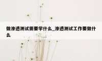 做渗透测试需要学什么_渗透测试工作要做什么