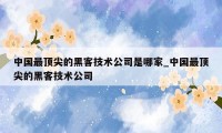 中国最顶尖的黑客技术公司是哪家_中国最顶尖的黑客技术公司