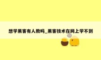 想学黑客有人教吗_黑客技术在网上学不到