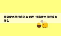特洛伊木马程序怎么处理_特洛伊木马程序有什么