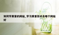 如何学黑客的网站_学习黑客技术去哪个网站好