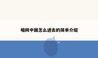 暗网中国怎么进去的简单介绍
