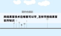 网络黑客技术在哪里可以学_怎样学网络黑客软件知识