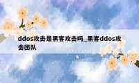 ddos攻击是黑客攻击吗_黑客ddos攻击团队