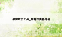 黑客攻击工具_黑客攻击器排名