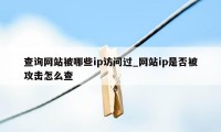 查询网站被哪些ip访问过_网站ip是否被攻击怎么查