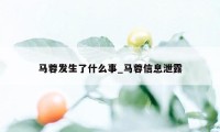 马蓉发生了什么事_马蓉信息泄露