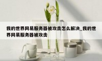 我的世界网易服务器被攻击怎么解决_我的世界网易服务器被攻击
