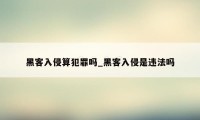 黑客入侵算犯罪吗_黑客入侵是违法吗