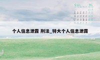 个人信息泄露 刑法_特大个人信息泄露