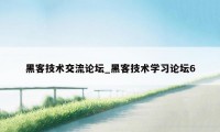 黑客技术交流论坛_黑客技术学习论坛6