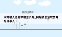 网站被人恶意举报怎么办_网站被恶意攻击处分当事人