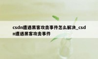 csdn遭遇黑客攻击事件怎么解决_csdn遭遇黑客攻击事件