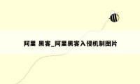 阿里 黑客_阿里黑客入侵机制图片