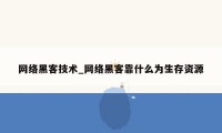 网络黑客技术_网络黑客靠什么为生存资源