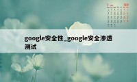 google安全性_google安全渗透测试