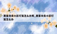黑客攻击小区灯笼怎么办呢_黑客攻击小区灯笼怎么办