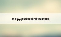 关于pyqt5实现端口扫描的信息