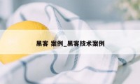 黑客 案例_黑客技术案例