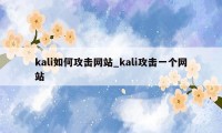 kali如何攻击网站_kali攻击一个网站