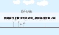 黑网客信息技术有限公司_黑客网络有限公司