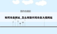 如何攻击网址_怎么样敲代码攻击入侵网站