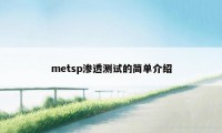 metsp渗透测试的简单介绍