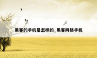 黑客的手机是怎样的_黑客网络手机