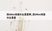 抗ddos攻击什么意思啊_抗ddos攻击什么意思