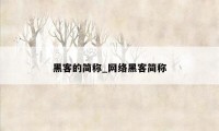 黑客的简称_网络黑客简称