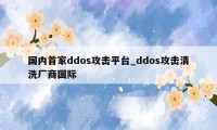 国内首家ddos攻击平台_ddos攻击清洗厂商国际