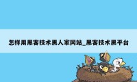 怎样用黑客技术黑人家网站_黑客技术黑平台