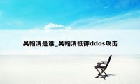 吴翰清是谁_吴翰清抵御ddos攻击