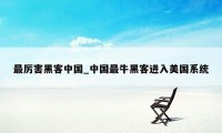 最厉害黑客中国_中国最牛黑客进入美国系统