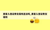 黑客入侵证券交易所违法吗_黑客入侵证券交易所