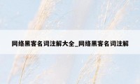 网络黑客名词注解大全_网络黑客名词注解