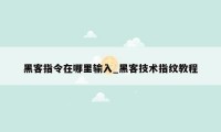 黑客指令在哪里输入_黑客技术指纹教程