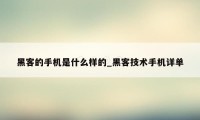 黑客的手机是什么样的_黑客技术手机详单