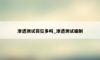 渗透测试岗位多吗_渗透测试编制