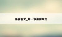 黑客全文_第一章黑客攻击