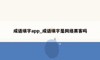 成语填字app_成语填字是网络黑客吗