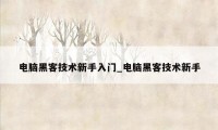 电脑黑客技术新手入门_电脑黑客技术新手