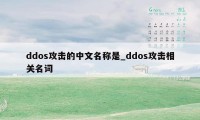 ddos攻击的中文名称是_ddos攻击相关名词