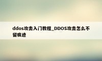 ddos攻击入门教程_DDOS攻击怎么不留痕迹