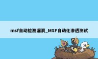msf自动检测漏洞_MSF自动化渗透测试