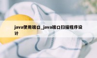 java使用端口_java端口扫描程序设计
