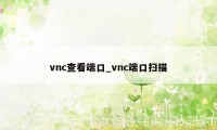 vnc查看端口_vnc端口扫描