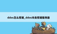 ddos怎么搭建_ddos攻击搭建服务器